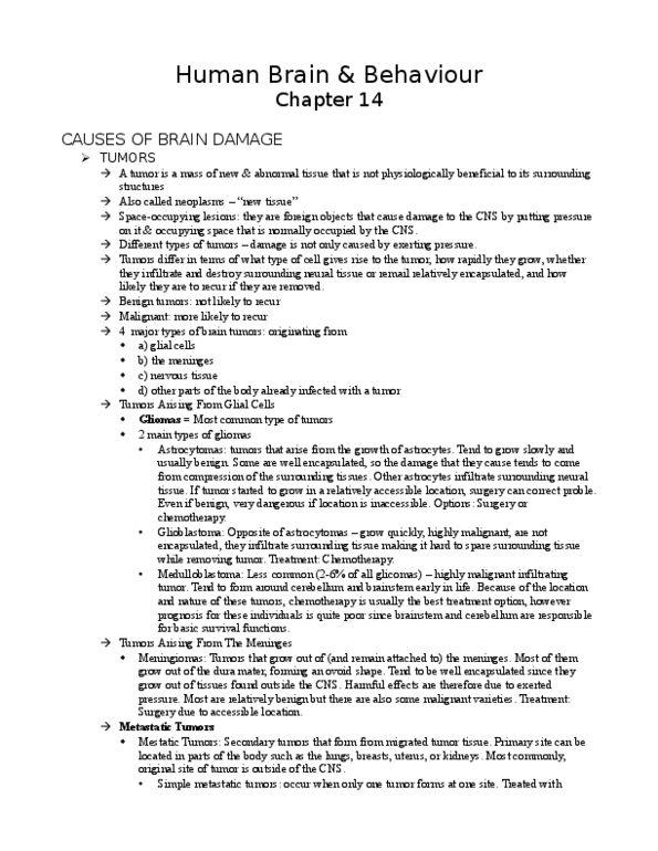 PSYB65H3 Chapter Notes - Chapter 14: Cerebrovascular Disease, Meningioma, Neuroglia thumbnail