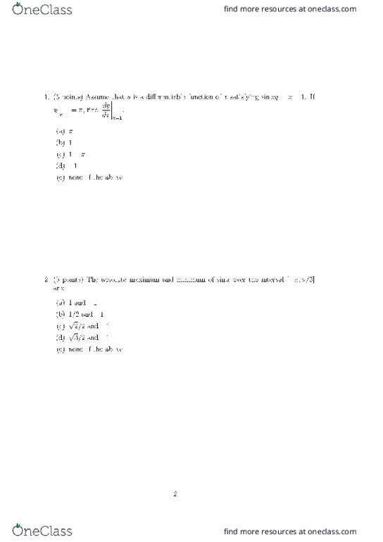 MATH 140 Midterm: MATH 140 Exam 2 - OneClass