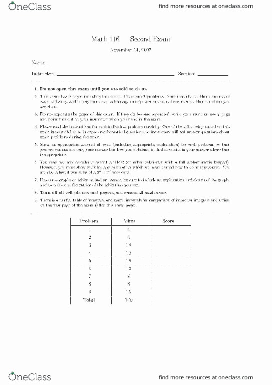 math exam 116 105 Materials MATH at for University of All Educational