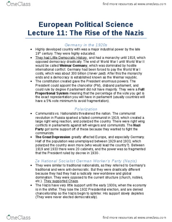 POLB92H3 Lecture Notes - Lecture 11: Wing Leader, European Political Science thumbnail