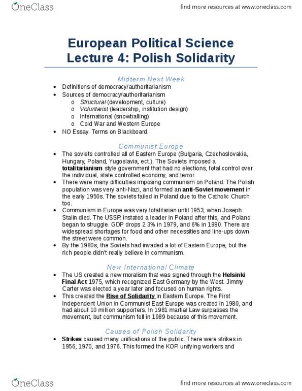 POLB92H3 Lecture Notes - Lecture 4: Intelligentsia, Caving, Polish Round Table Agreement thumbnail
