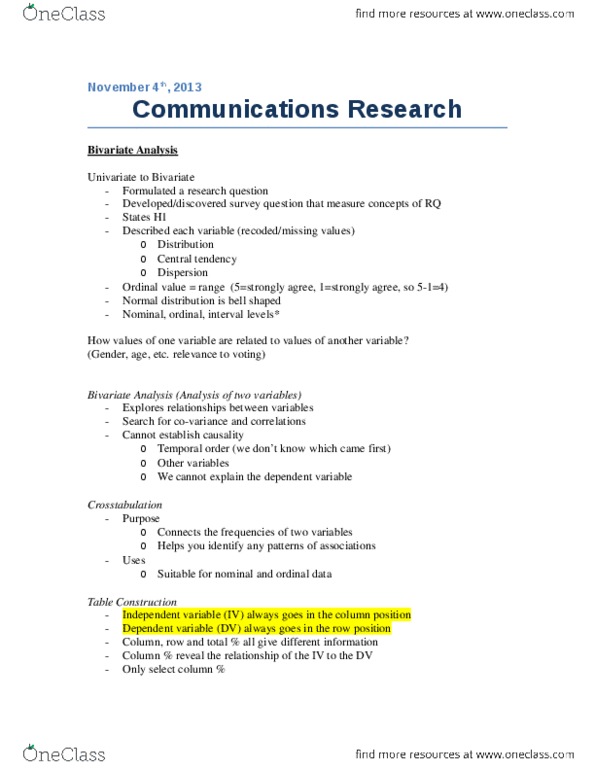 COMM 2002 Lecture : Semester 1 - Nov 4, 2013 - Bivariate relationships.docx thumbnail