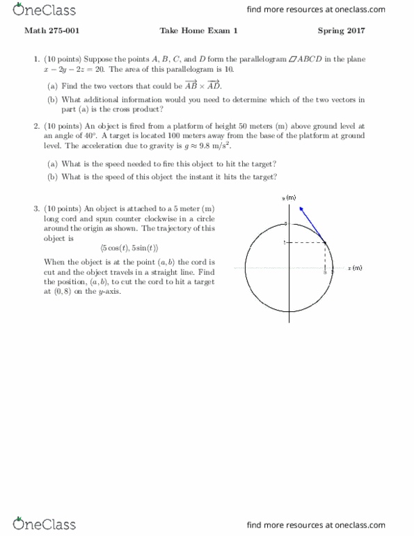 MATH-275 Midterm: MATH 275 Boise State Exam1 takehome short - OneClass