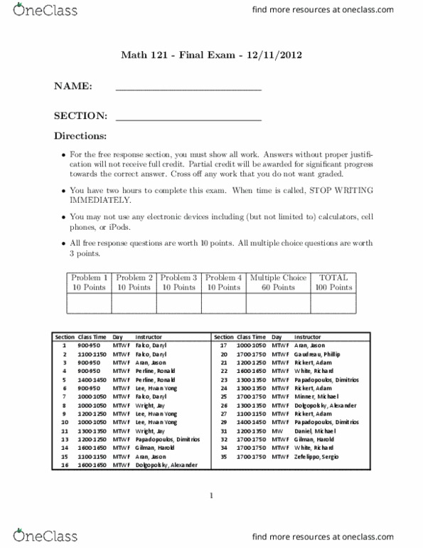 MATH 121 Drexel Math121 Exam2 Final Draft B OneClass