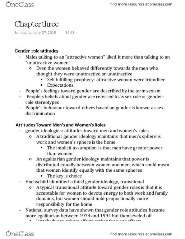 PSYC 3300 Chapter Notes - Chapter 3: Gender Role, Subtyping, Ambivalent Sexism thumbnail