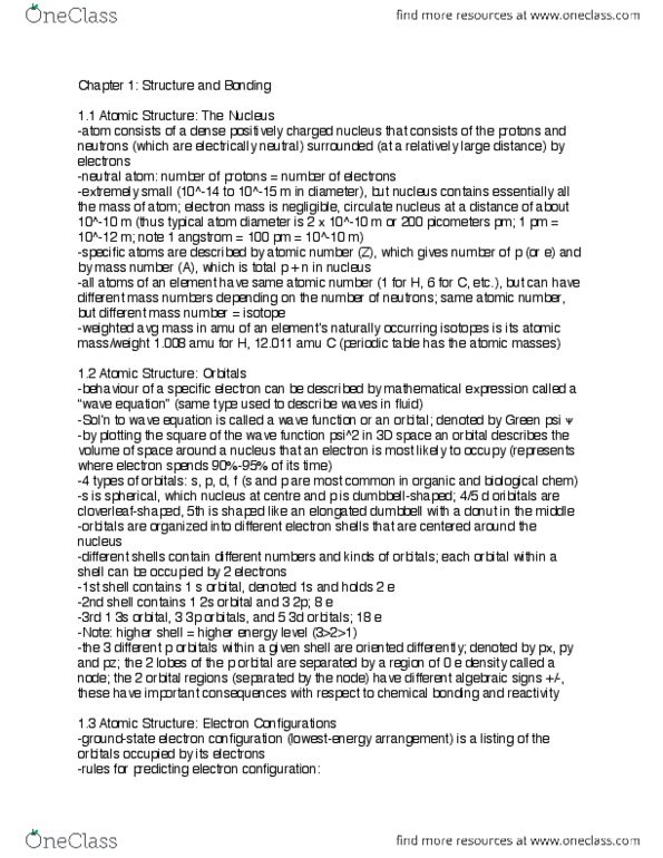 CHM151Y1 Chapter Notes - Chapter 1: Pauli Exclusion Principle, Electron Rest Mass, Unified Atomic Mass Unit thumbnail