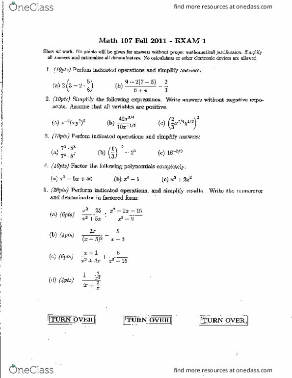 Study Guides for MATH 107 at New Jersey Institute of Technology - OneClass