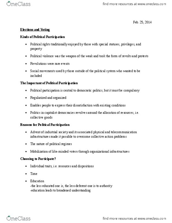 POL 2104 Lecture Notes - Lecture 7: Proportional Representation, Droop Quota, Single Transferable Vote thumbnail