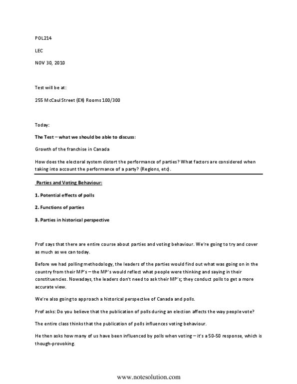 POL214Y1 Lecture : Parties and voting behaviour thumbnail