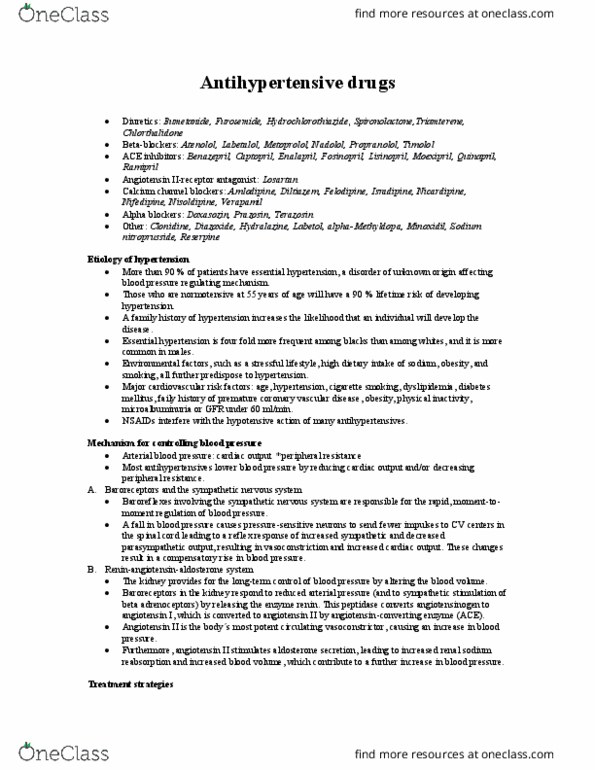 PSC 434 Chapter Notes - Chapter 19: Angiotensin Ii Receptor Blocker, Renal Sodium Reabsorption, Calcium Channel Blocker thumbnail