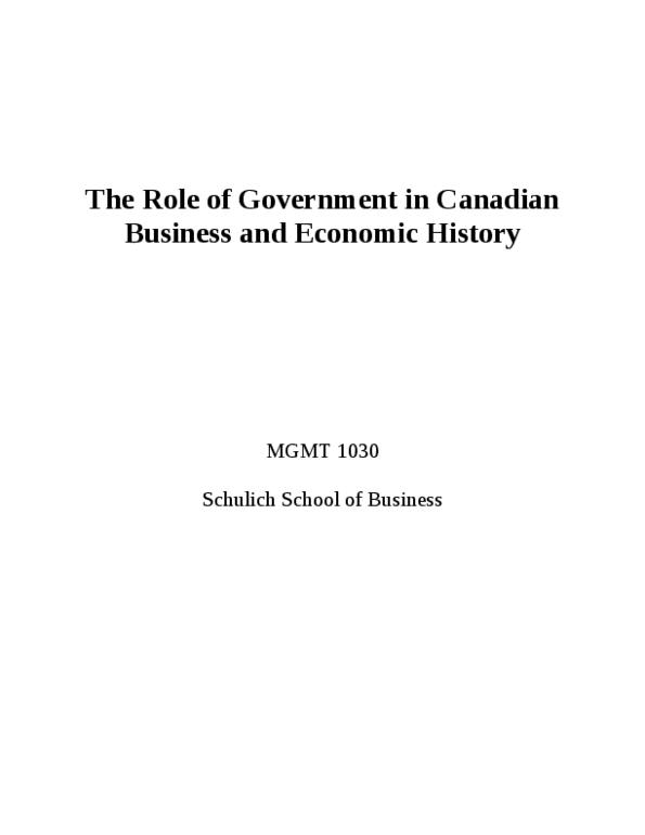 MGMT 1030 Lecture 8: Lecture 8--The Role of Government in Canadian Business History.doc thumbnail