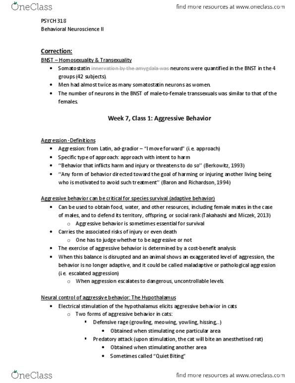 PSYC 318 Lecture Notes - 5-Ht3 Receptor, Noxious Stimulus, Monoamine Oxidase thumbnail