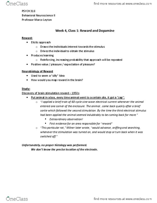 PSYC 318 Lecture Notes - Lecture 4: Inbreeding, Reuptake, Taurine thumbnail