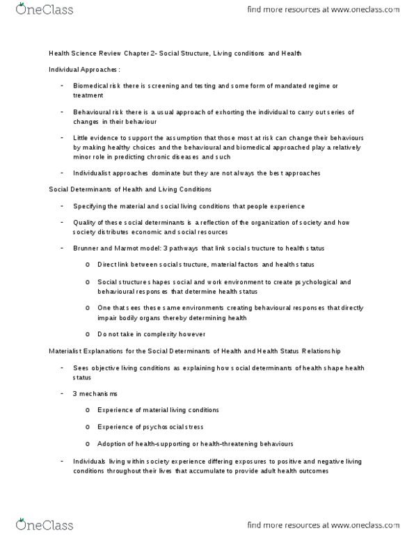 Health Sciences 1002A/B Chapter Notes - Chapter 2: Neoliberalism, Economic Globalization, Social Comparison Theory thumbnail