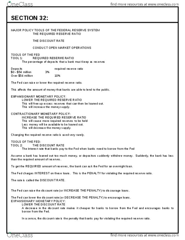 ECON 0110 Lecture Notes - Federal Funds Rate, Federal Open Market Committee, Discount Window thumbnail