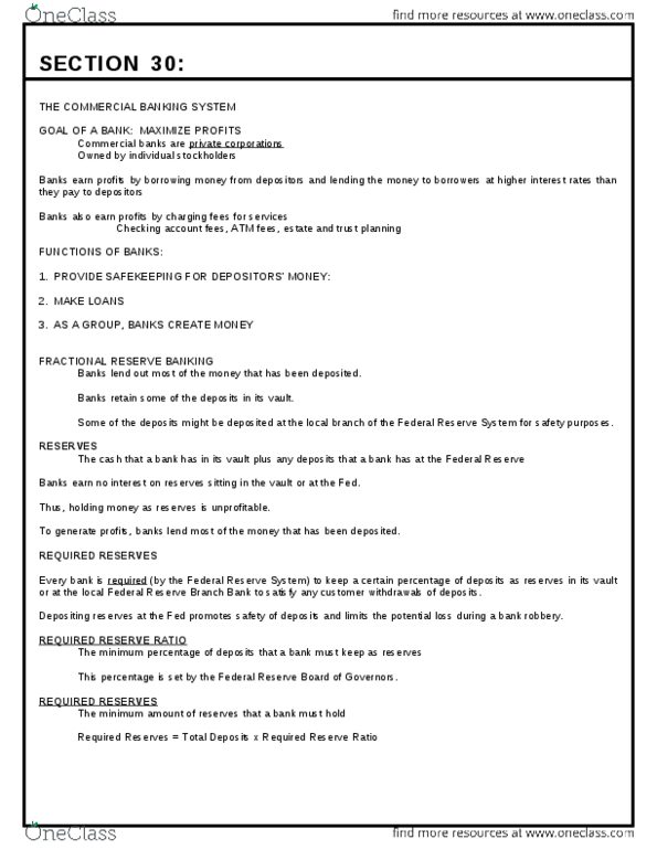 ECON 0110 Lecture Notes - Bank Failure, Savings And Loan Association, Federal Deposit Insurance Corporation thumbnail