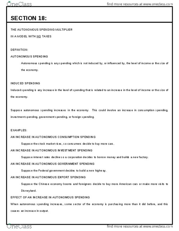 ECON 0110 Lecture Notes - Fiscal Multiplier, Autonomous Consumption, Parsec thumbnail