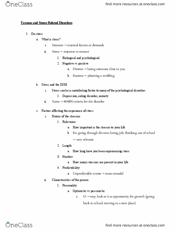 PSYCH 3830 Lecture 6: Trauma and Stress thumbnail