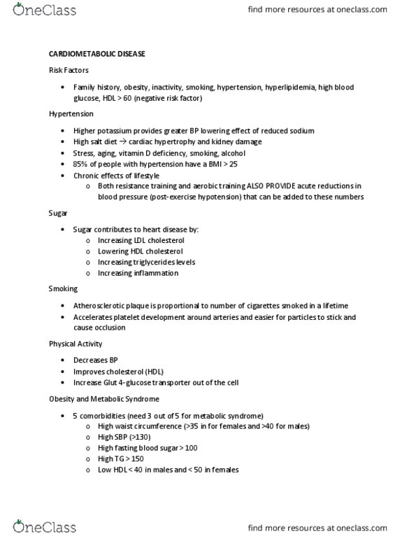 KIN 150 Lecture 7: CARDIOMETABOLIC DISEASE thumbnail