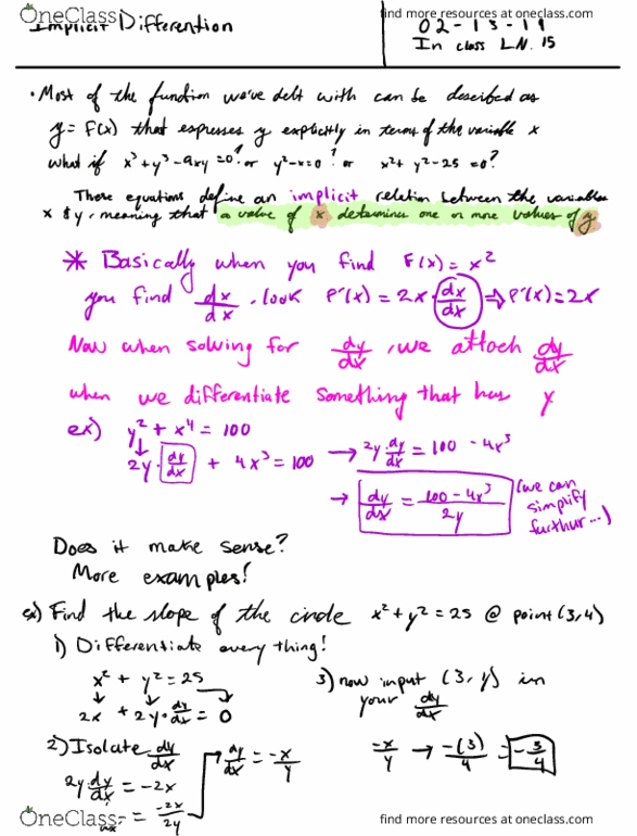 MAT 21A Lecture 17: Implicit Differentiation cover image