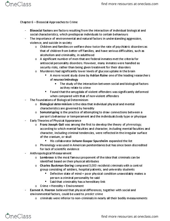 POLI 100 Chapter Notes - Chapter 6: Johann Spurzheim, Biological Determinism, Personality Disorder thumbnail