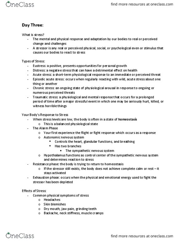 BHAN155 Lecture Notes - Lecture 3: Sympathetic Nervous System, Autonomic Nervous System, Back Pain thumbnail