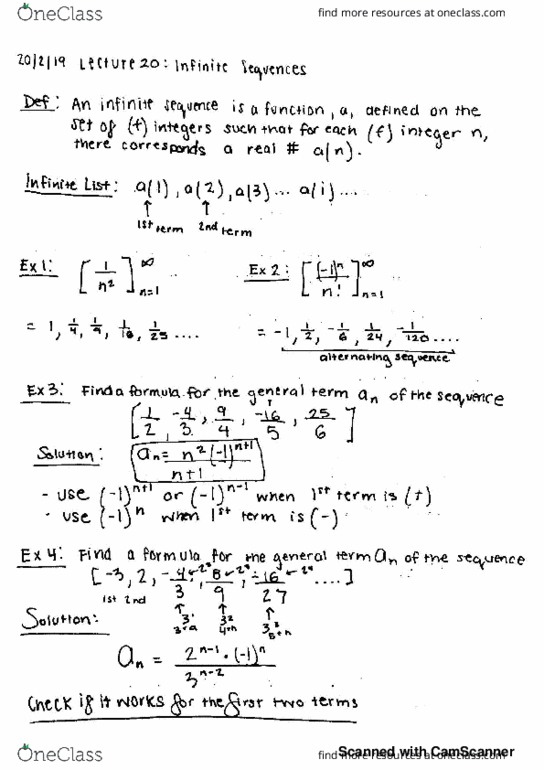 MATH 2B Lecture 20: Infinite Sequences cover image