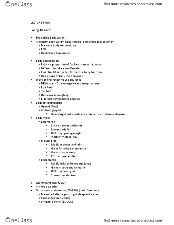 HHS 231 Lecture 2: Energy Balance thumbnail