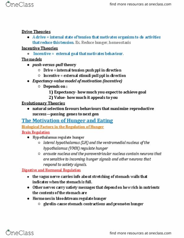 PSYC 1010 Chapter Notes - Chapter chapter 62: Paraventricular Nucleus Of Hypothalamus, Ventromedial Nucleus Of The Hypothalamus, Vagus Nerve thumbnail