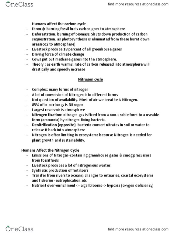 ENV100Y5 Chapter Notes - Chapter 10: Nitrogen Fixation, Denitrification, Estuary thumbnail