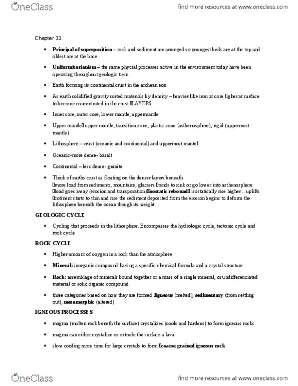 GEO 110 Chapter Notes - Chapter 11: Clastic Rock, Lithification, Continental Crust thumbnail