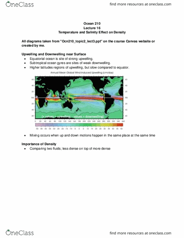 OCEAN 210 Lecture Notes - Lecture 16: Downwelling, Potential Density, Mixed Layer thumbnail