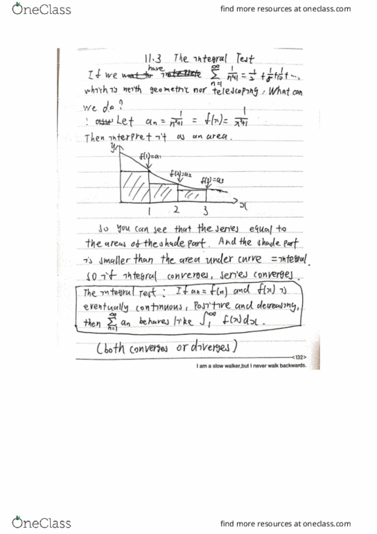 MATH 1132Q Lecture 5: Math 1132Q-030 Lecture 5 11.3 The Integral Test cover image
