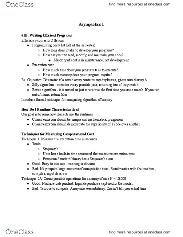 COMPSCI 61B Lecture Notes - Lecture 13: Big O Notation, Global Positioning System, Social Network thumbnail