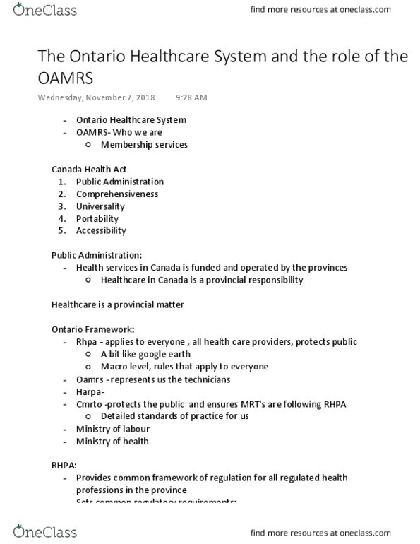 MEDRADSC 1F03 Lecture Notes - Lecture 7: Canada Health Act, Tracheotomy, Dermis thumbnail