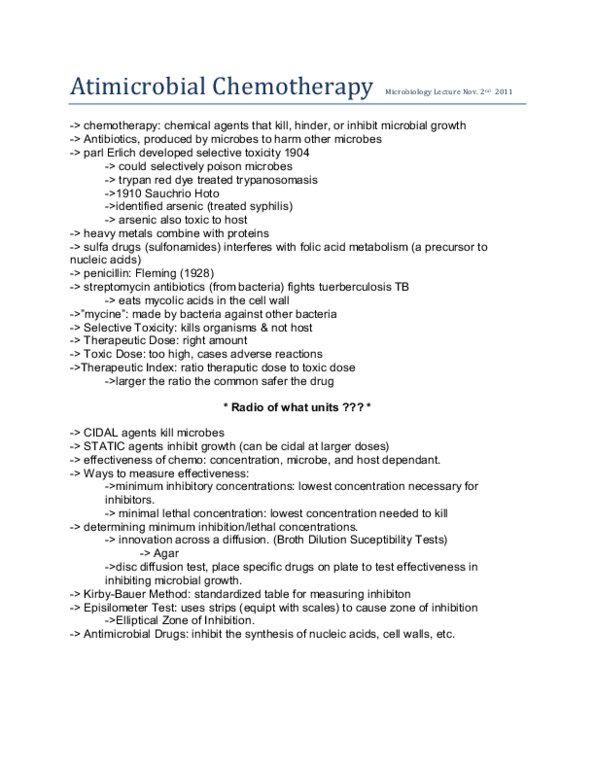 BIOL 2P98 Lecture : Antimicrobial Chemotherapy thumbnail