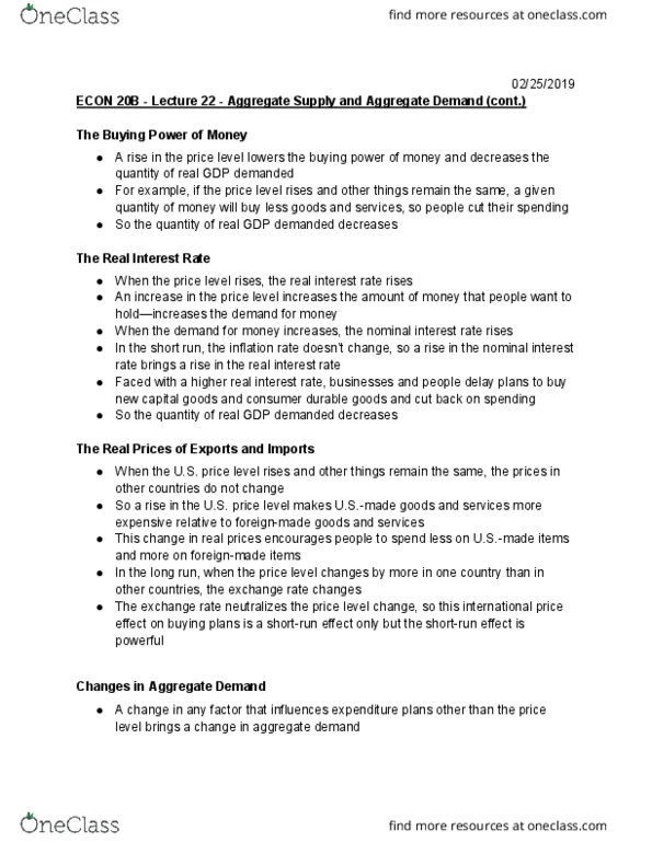 ECON 20B Lecture Notes - Lecture 22: Real Interest Rate, Nominal Interest Rate, Aggregate Demand cover image