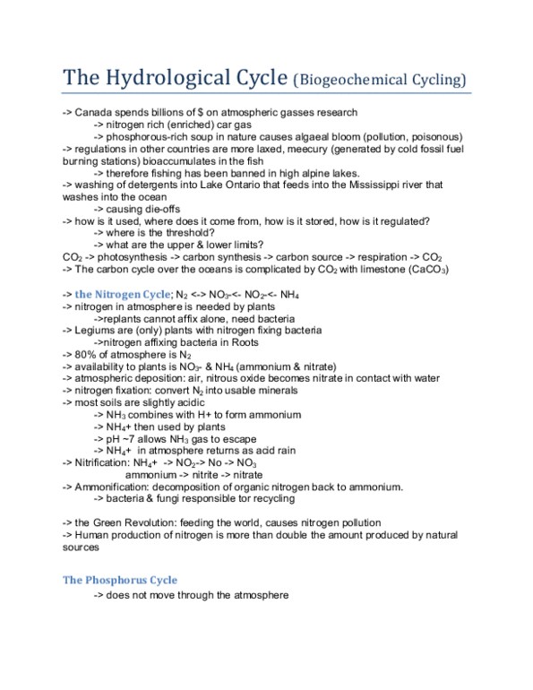 GEOG 2P09 Lecture : The Hydrological Cycle (Biochemical Cycling) thumbnail