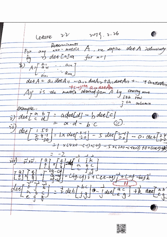 MATH 110 Lecture 22: determinants cover image