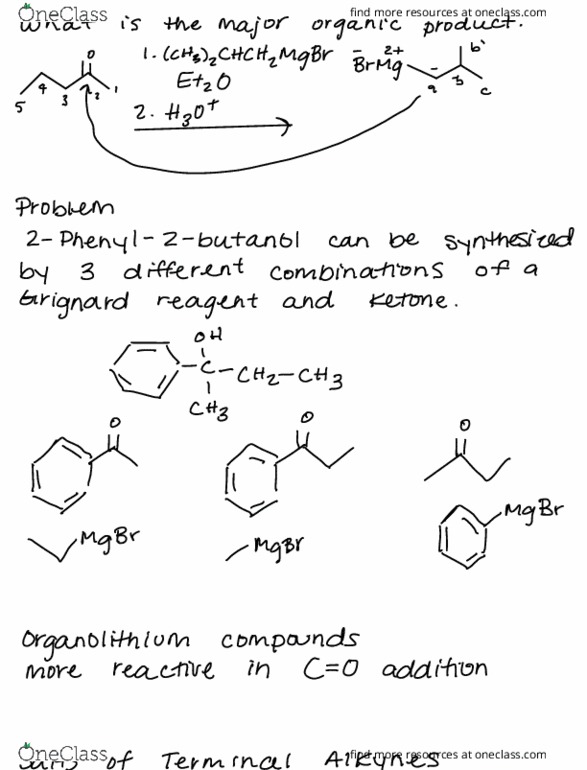 CHEM 342 Lecture Notes - Lecture 6: Grignard Reaction, Ketone, Aldehyde thumbnail