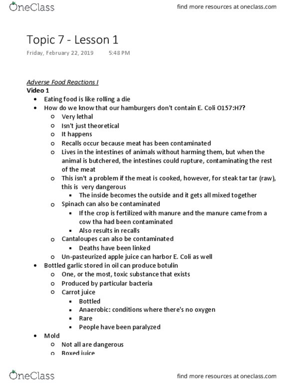 CHEM 181 Lecture Notes - Lecture 17: Carrot Juice, Apple Juice, Botulinum Toxin thumbnail