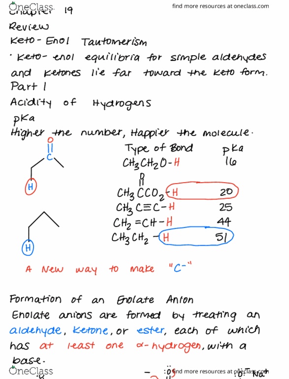 CHEM 342 Lecture Notes - Lecture 19: Enol, Aldehyde, Acid Dissociation Constant thumbnail