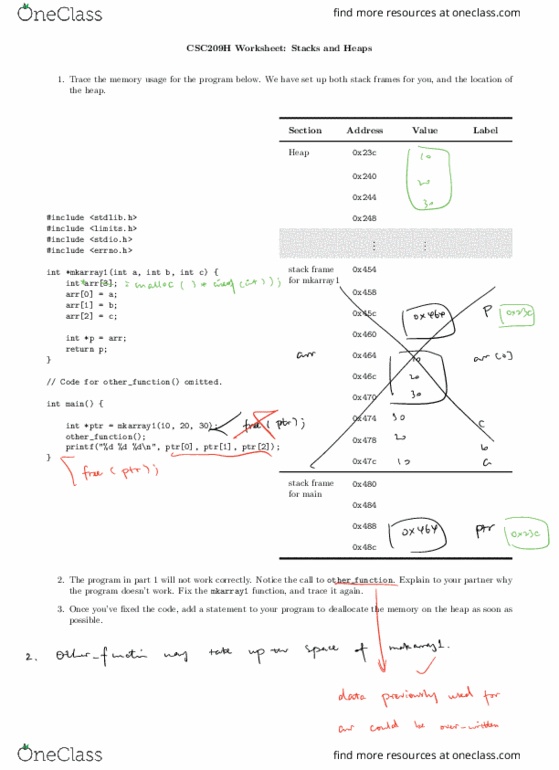 CSC209H1 Lecture Notes - Lecture 6: C Data Types, Errno.H, Call Stack thumbnail