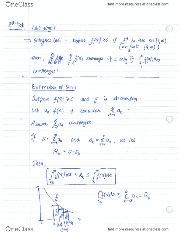 MATH101 Lecture 15: Estimate of sums, comparison test cover image