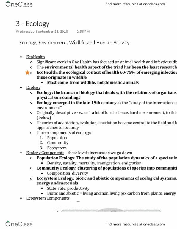 AGRI 224 Lecture Notes - Lecture 3: Bioenergy, One Health, Environmental Health thumbnail