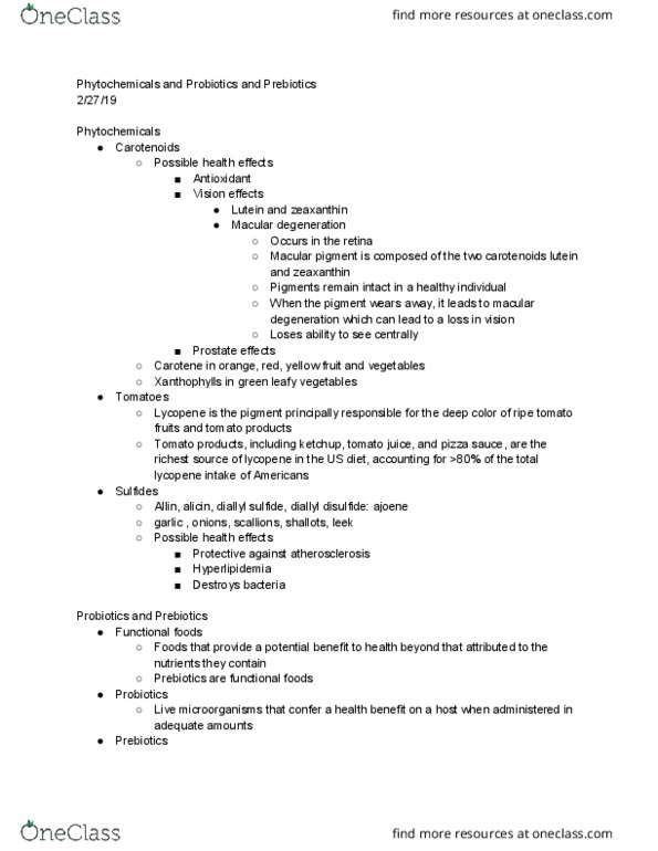 ANSC 1645 Lecture Notes - Lecture 14: Diallyl Disulfide, Macular Degeneration, Tomato Juice thumbnail