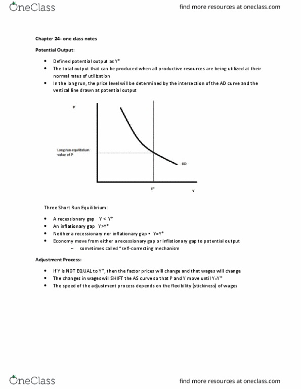 EC140 Lecture Notes - Lecture 16: Output Gap, Potential Output, Phillips Curve cover image