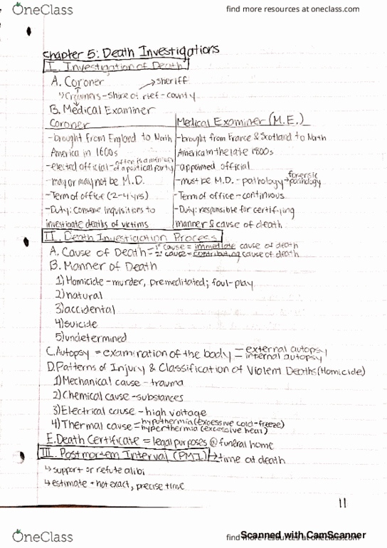 BIOL 102 Lecture 6: Chapter 5 Notes - Death Investigations thumbnail