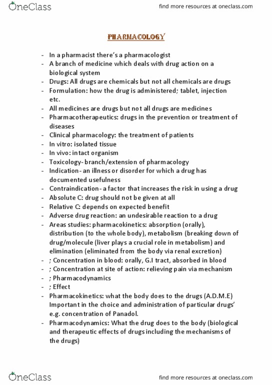 300884 Lecture Notes - Lecture 2: Adverse Drug Reaction, Clinical Pharmacology, Pharmacodynamics thumbnail