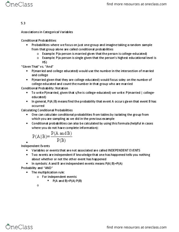 MATH 10041 Lecture Notes - Lecture 13: Conditional Probability thumbnail